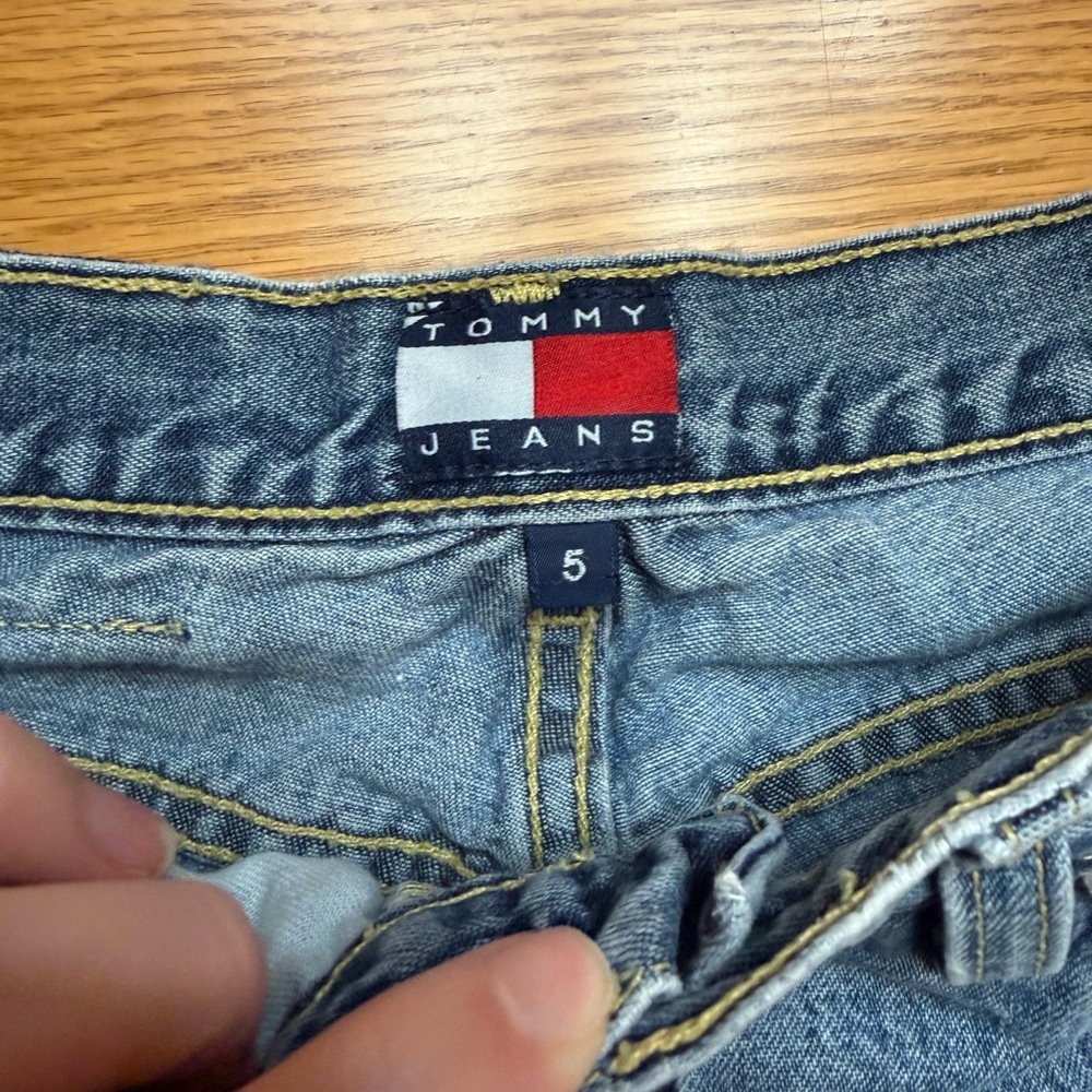 Vintage Tommy Hilfiger Blue Jean Shorts with Frayed Hem - Picture 3 of 8